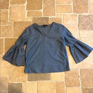 Banana Republic Oxford Blue Bell Sleeve Blouse